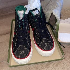 Gucci black logo high top sneakers